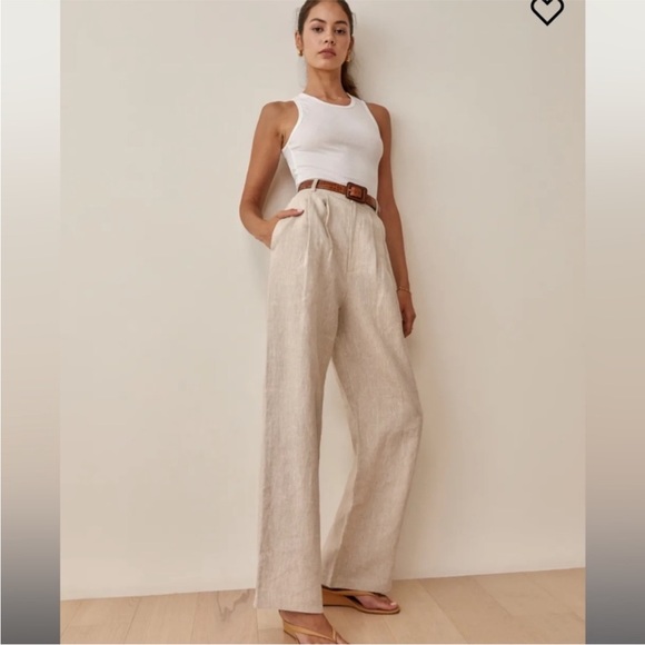 REFORMATION Petite 00P Vesta Oatmeal Linen Pants NEW - Picture 4 of 16